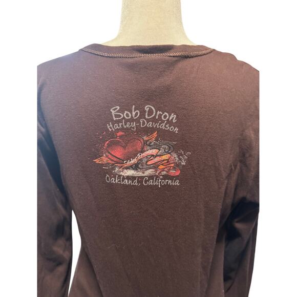 Harley-Davidson Long Sleeve Rhinestone Eagle Top Brown (L) Bob Dron Oakland, CA - Picture 5 of 8